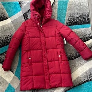 Liz Claiborne Red Puffer Coat with Hood - M - NWT